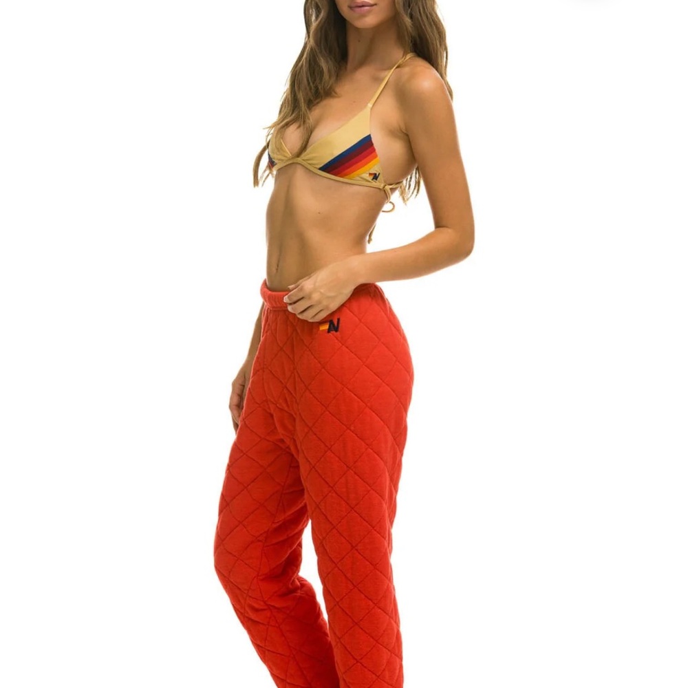 NWT - Aviator Nation Vibrant Red Quilted Pants